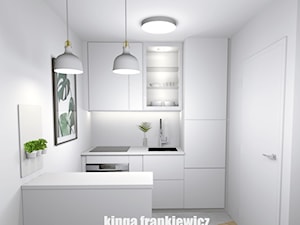 Błękitna sypialnia i biała kuchnia - Kuchnia, styl minimalistyczny - zdjęcie od Pracownia Kardamon
