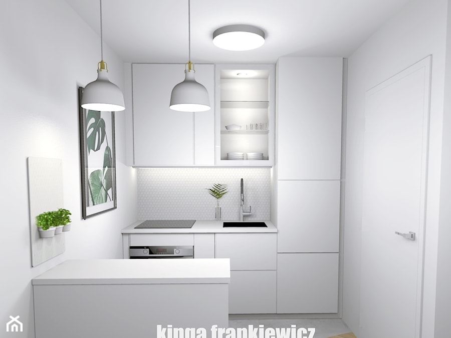 Błękitna sypialnia i biała kuchnia - Kuchnia, styl minimalistyczny - zdjęcie od Pracownia Kardamon