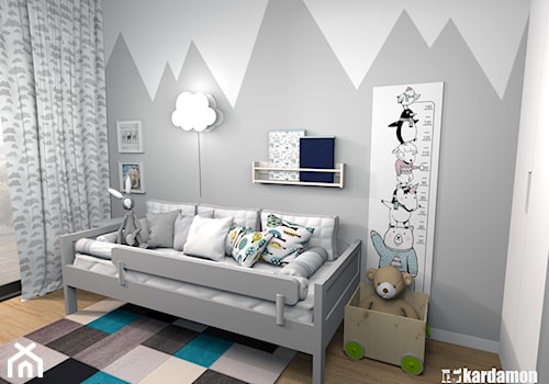 Mieszkanie w Krakowie z charakterem - Średni biały szary pokój dziecka dla dziecka dla chłopca, styl skandynawski - zdjęcie od Pracownia Kardamon
