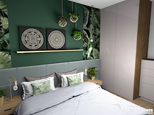 Mieszkanie usłane roślinami - Mała szara zielona sypialnia, styl nowoczesny - zdjęcie od Pracownia Kardamon