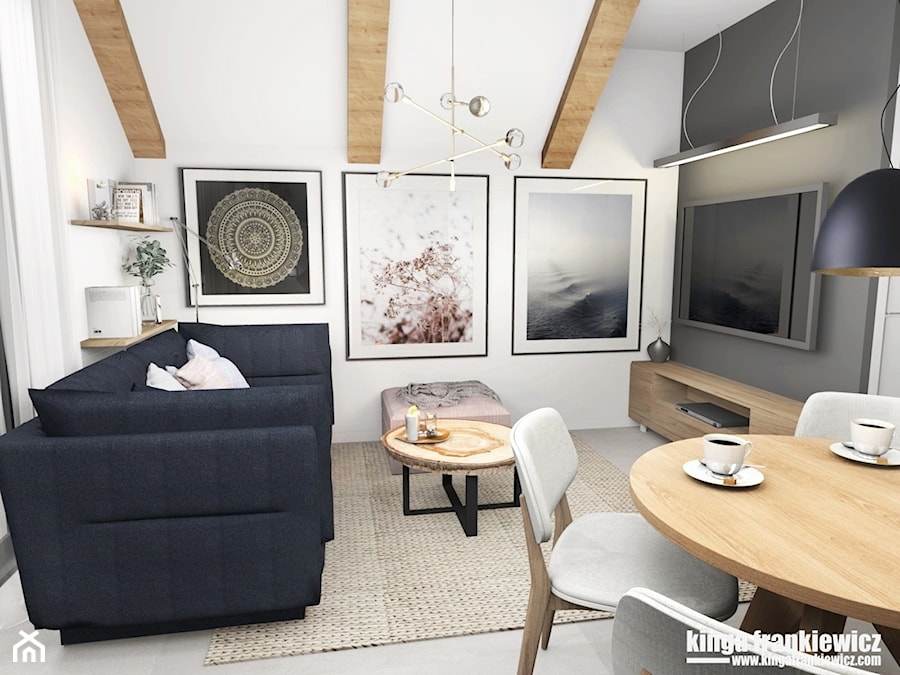 Małe mieszkanie z antresolą - Salon, styl nowoczesny - zdjęcie od Pracownia Kardamon
