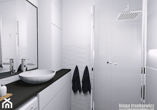 Męski świat 37m2 - Mała bez okna z lustrem łazienka, styl minimalistyczny - zdjęcie od Pracownia Kardamon