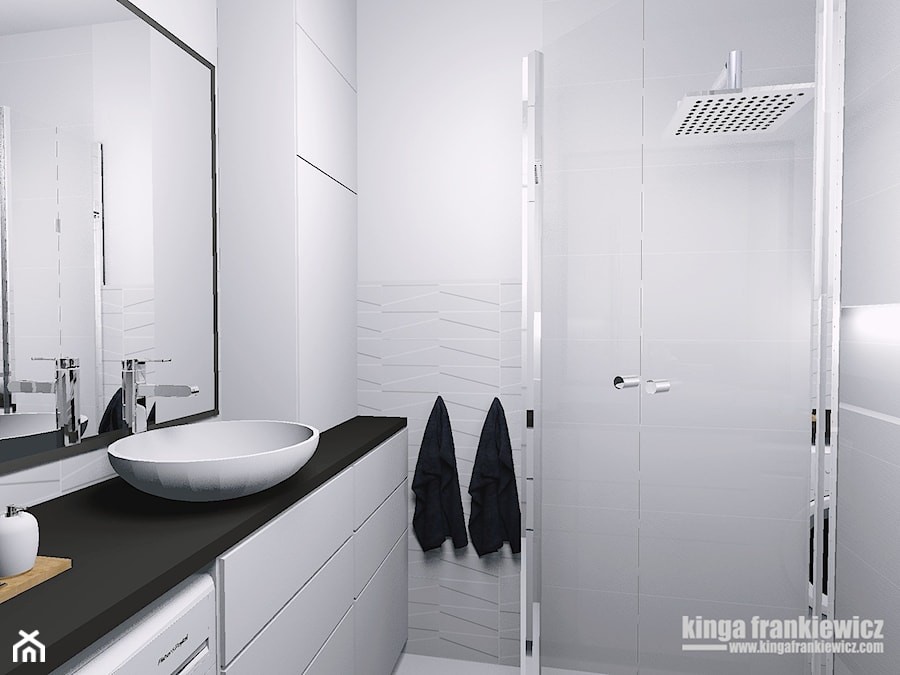 Męski świat 37m2 - Mała bez okna z lustrem łazienka, styl minimalistyczny - zdjęcie od Pracownia Kardamon