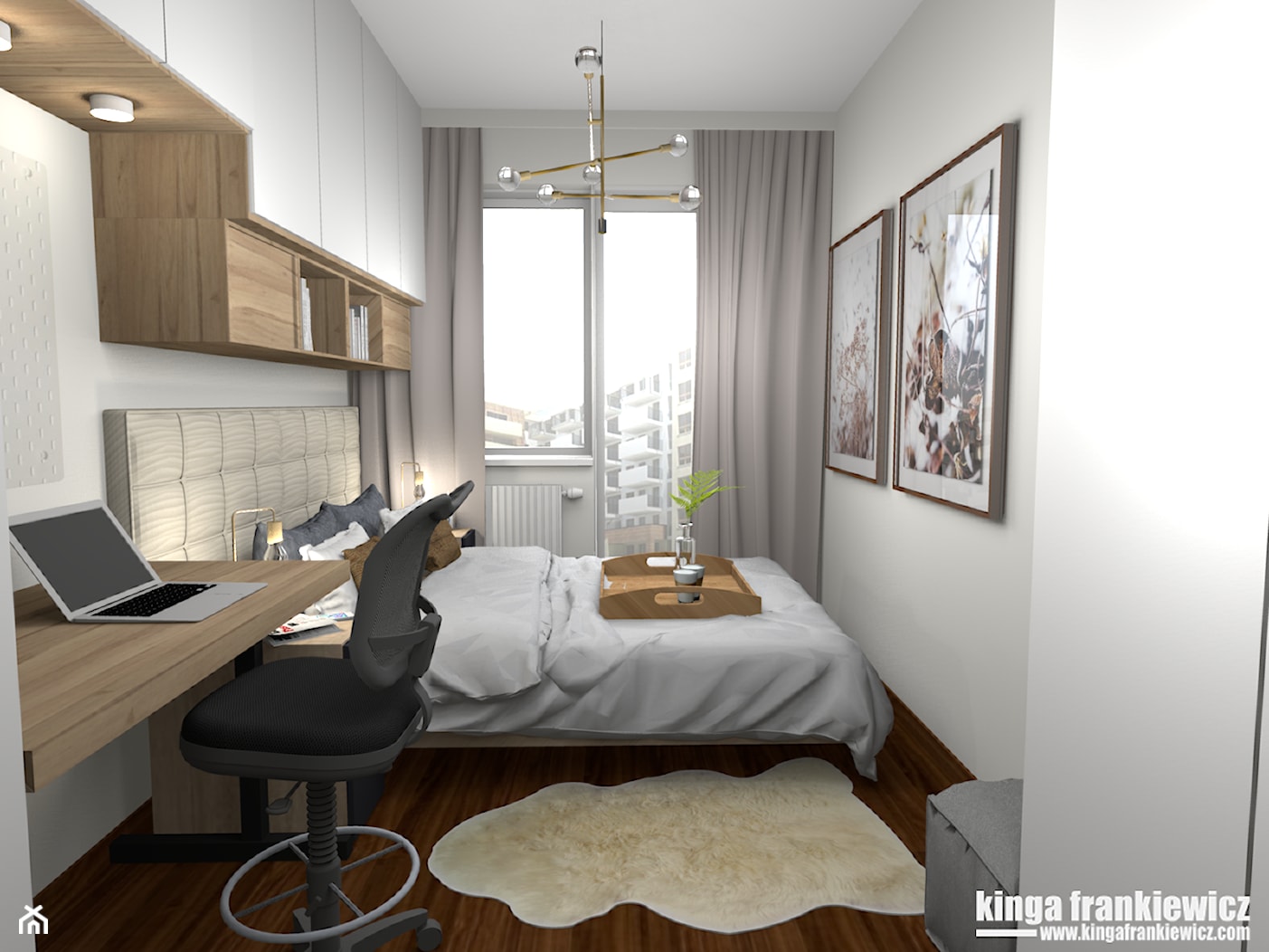 Sypialnia w bloku - Sypialnia, styl nowoczesny - zdjęcie od Pracownia Kardamon - Homebook