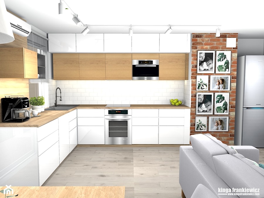 Nowe mieszkanie, cegła i więcej przestrzeni - Kuchnia, styl nowoczesny - zdjęcie od Pracownia Kardamon