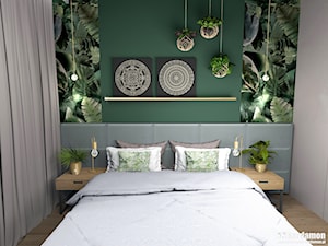 Mieszkanie usłane roślinami - Średnia szara zielona sypialnia, styl nowoczesny - zdjęcie od Pracownia Kardamon