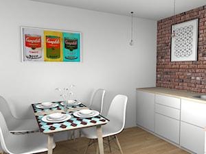 Salon z aneksem kuchennym 21m2 z elementami pop art - Jadalnia - zdjęcie od Pracownia Kardamon