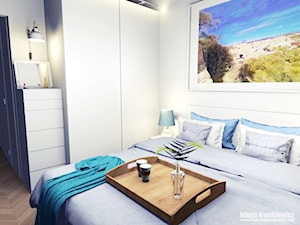 Błękitna sypialnia i biała kuchnia - Sypialnia, styl minimalistyczny - zdjęcie od Pracownia Kardamon
