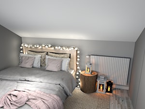 Skandynawska sypialnia na poddaszu - Mała biała szara sypialnia na poddaszu, styl skandynawski - zdjęcie od Pracownia Kardamon