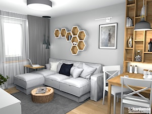 Szczypta domowej sielanki na 35 m2 - Mały szary salon z jadalnią, styl skandynawski - zdjęcie od Pracownia Kardamon