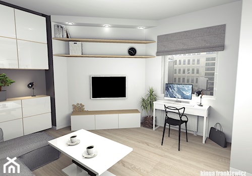 Mieszkanie z jednym małym oknem na świat (30,59m2) - Salon, styl nowoczesny - zdjęcie od Pracownia Kardamon