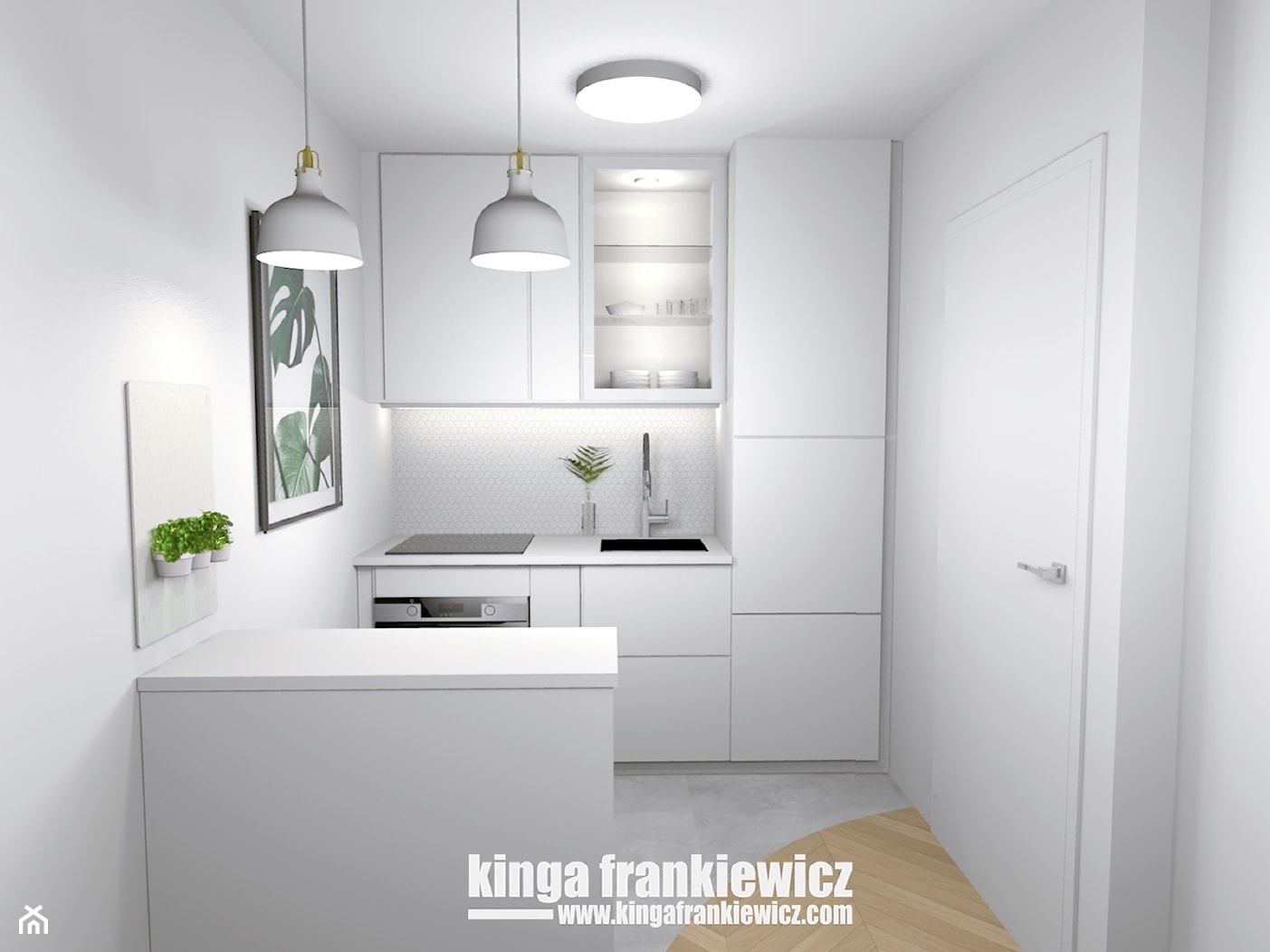 Błękitna sypialnia i biała kuchnia - Kuchnia, styl minimalistyczny - zdjęcie od Pracownia Kardamon - Homebook