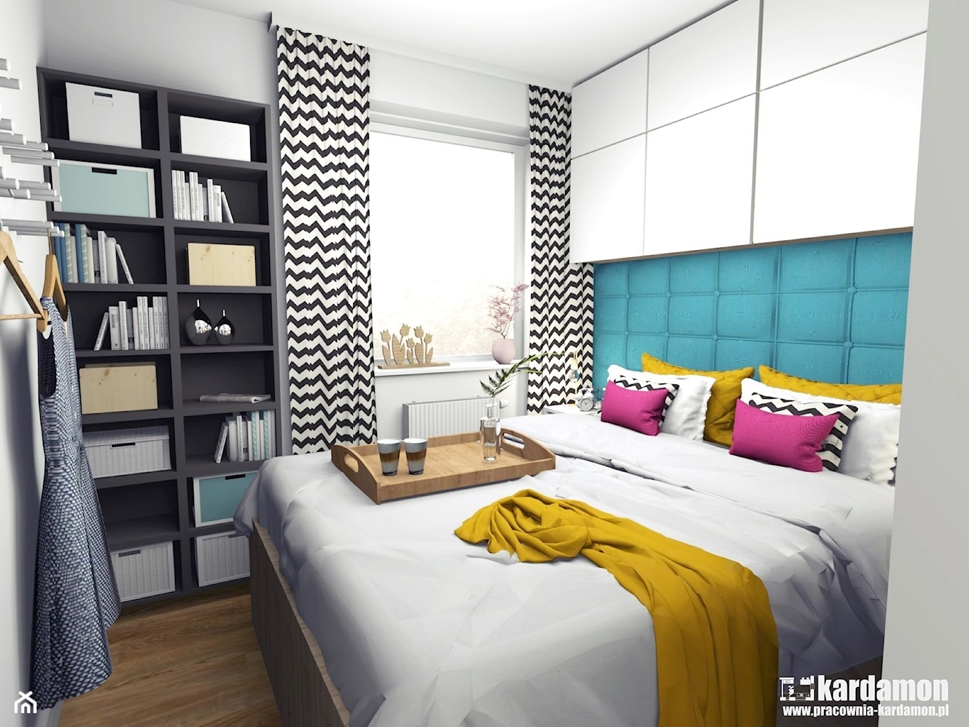 Tu rządzi kolor - Sypialnia, styl nowoczesny - zdjęcie od Pracownia Kardamon - Homebook