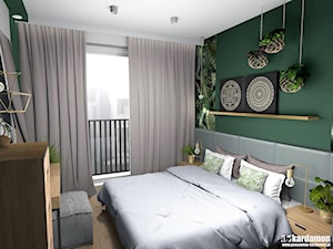 Mieszkanie usłane roślinami - Średnia biała zielona z biurkiem sypialnia, styl nowoczesny - zdjęcie od Pracownia Kardamon