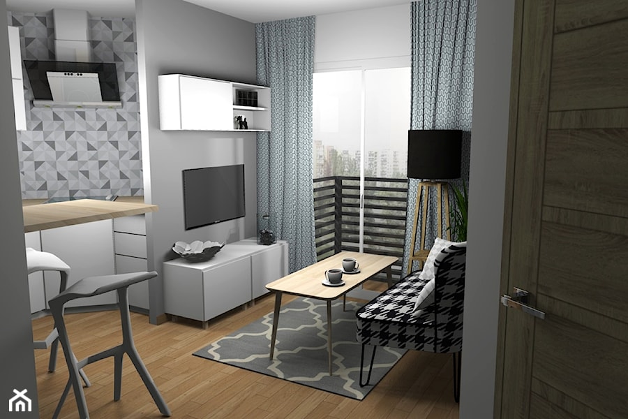 Mieszkanie 32 m2 z oddzielną sypialnią - Salon, styl nowoczesny - zdjęcie od Pracownia Kardamon
