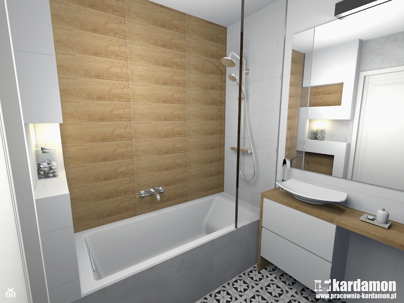 Sielanka domowa w mieszkaniu w bloku - Mała bez okna łazienka, styl skandynawski - zdjęcie od Pracownia Kardamon - Homebook