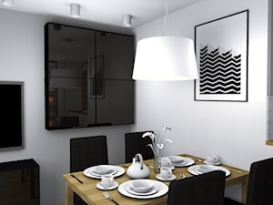 Przytulne mieszkanie na poddaszu - Mała biała jadalnia w salonie, styl tradycyjny - zdjęcie od Pracownia Kardamon