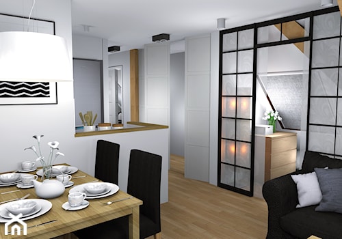 Przytulne mieszkanie na poddaszu - Średni biały szary hol / przedpokój, styl skandynawski - zdjęcie od Pracownia Kardamon