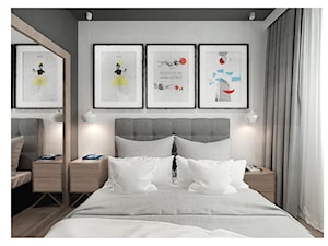 A/IL/3/17 - Mała biała szara sypialnia, styl nowoczesny - zdjęcie od Kaza_concept