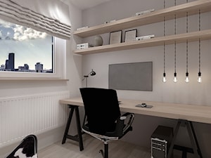 A/AW/1/17 - Małe w osobnym pomieszczeniu białe szare biuro, styl industrialny - zdjęcie od Kaza_concept