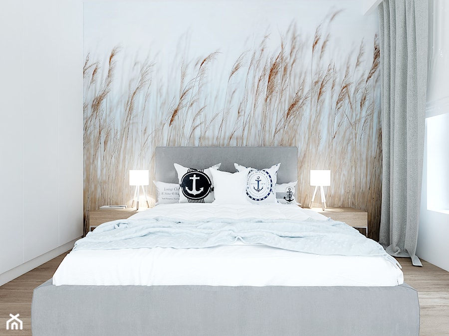 A/EM/7/18 - Średnia biała sypialnia, styl nowoczesny - zdjęcie od Kaza_concept