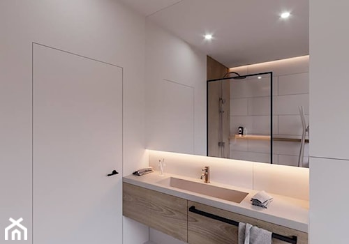 D/MU/12/17 - Średnia na poddaszu z lustrem z punktowym oświetleniem łazienka, styl nowoczesny - zdjęcie od Kaza_concept