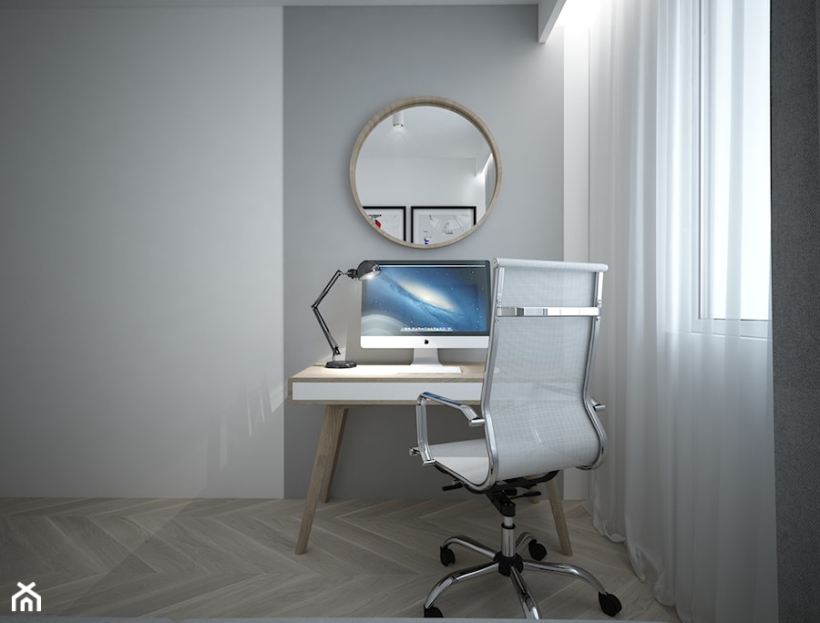 A/SPL/4/18 - Małe białe szare biuro, styl nowoczesny - zdjęcie od Kaza_concept