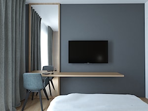 A/AK/8/18 - Średnia szara sypialnia z balkonem / tarasem, styl nowoczesny - zdjęcie od Kaza_concept
