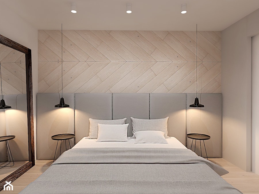 A/AW/1/17 - Średnia biała szara sypialnia, styl industrialny - zdjęcie od Kaza_concept