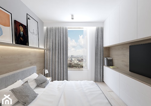 A/MLO/7/18 - Średnia biała szara sypialnia, styl nowoczesny - zdjęcie od Kaza_concept