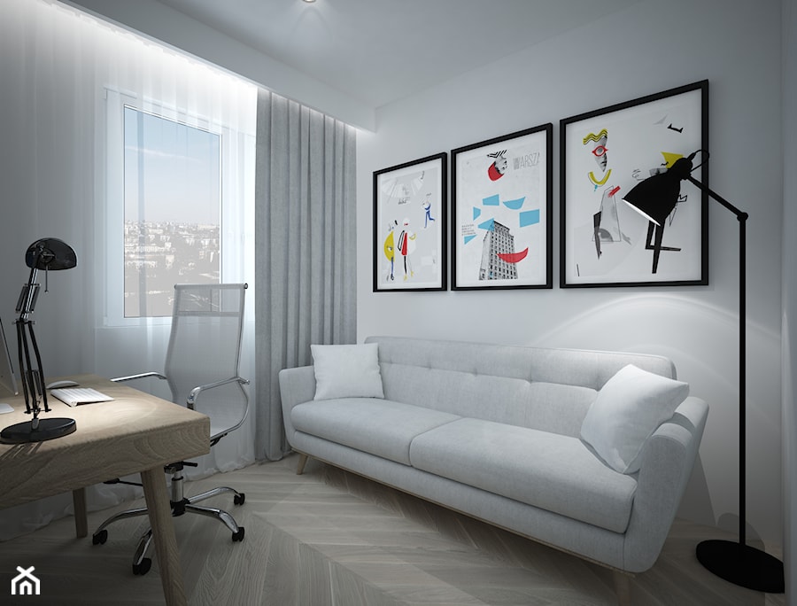 A/SPL/4/18 - Średnie w osobnym pomieszczeniu z sofą białe biuro, styl nowoczesny - zdjęcie od Kaza_concept