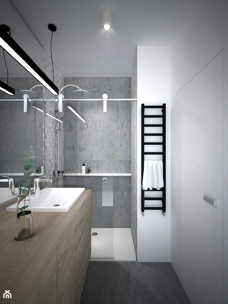 A/SPL/4/18 - Średnia bez okna z punktowym oświetleniem łazienka, styl nowoczesny - zdjęcie od Kaza_concept