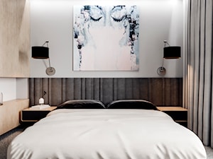 D/MU/12/17 - Średnia biała szara sypialnia, styl nowoczesny - zdjęcie od Kaza_concept