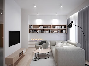 A/AHR/12/17 - Średni biały salon z bibiloteczką, styl nowoczesny - zdjęcie od Kaza_concept