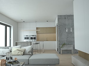 MI_16 - Mały biały salon z kuchnią z jadalnią, styl skandynawski - zdjęcie od MArker Studio