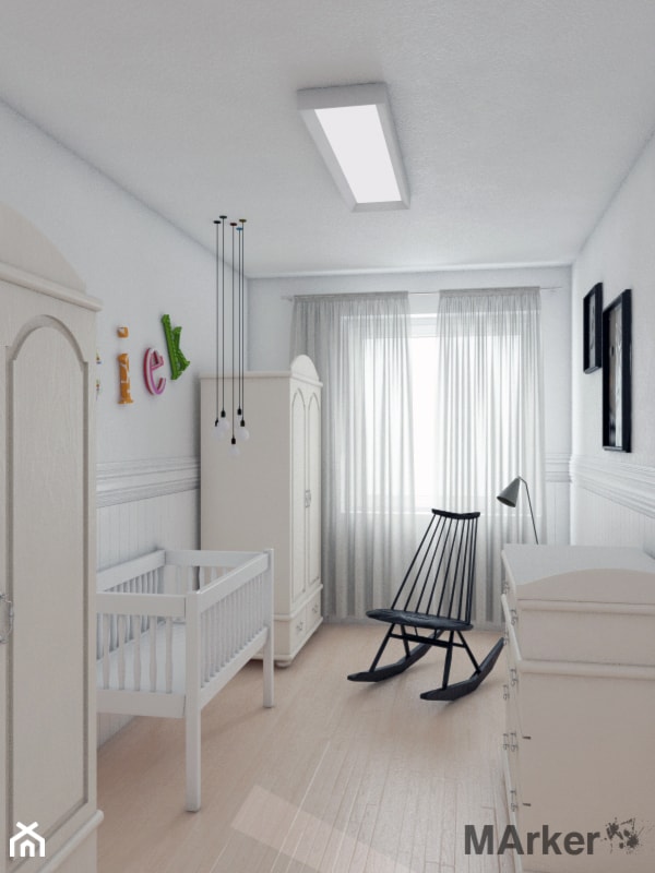 Mieszkanie 77m2, Włocławek - Średni biały pokój dziecka dla niemowlaka dla chłopca dla dziewczynki, styl tradycyjny - zdjęcie od MArker Studio