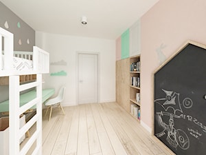 Skandynawski Vintage w Wilanowie - Duży biały różowy szary pokój dziecka dla dziecka dla nastolatka dla chłopca dla dziewczynki dla rodzeństwa, styl skandynawski - zdjęcie od Krystyna Regulska Architektura Wnętrz