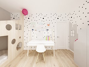 Skandynawska Wola - Średni biały szary pokój dziecka dla dziecka dla dziewczynki dla rodzeństwa, styl skandynawski - zdjęcie od Krystyna Regulska Architektura Wnętrz
