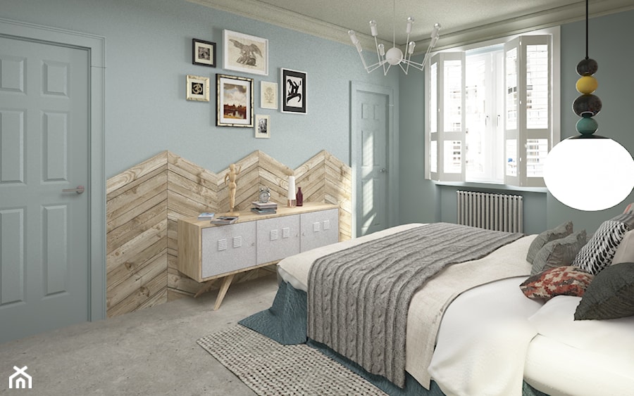 Kobiece wnętrze - Średnia niebieska sypialnia, styl skandynawski - zdjęcie od Krystyna Regulska Architektura Wnętrz