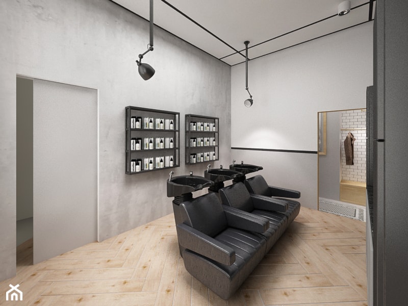 Salon fryzjerski w starej kamienicy - Wnętrza publiczne, styl industrialny - zdjęcie od Krystyna Regulska Architektura Wnętrz