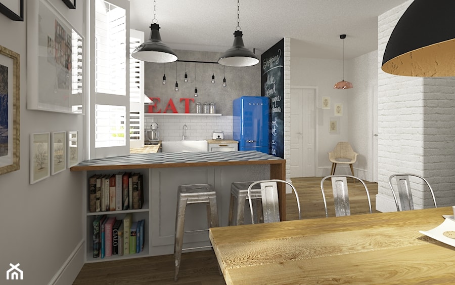 Kobiece wnętrze - Średnia biała jadalnia w salonie, styl skandynawski - zdjęcie od Krystyna Regulska Architektura Wnętrz