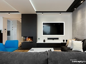 Dom w Dąbrowie Górniczej - Realizacja - Średni biały szary salon, styl nowoczesny - zdjęcie od Conceptgroup