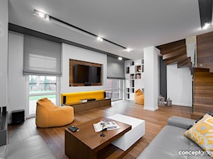 Dom w Raciborzu - Realizacja - Duży biały salon, styl nowoczesny - zdjęcie od Conceptgroup