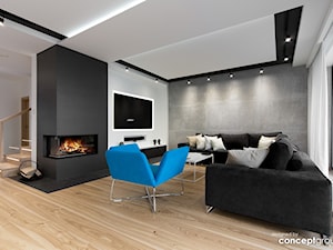 Dom w Dąbrowie Górniczej - Realizacja - Średni biały czarny szary salon, styl nowoczesny - zdjęcie od Conceptgroup
