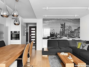 Mieszkanie w Chorzowie - Realizacja - Średni biały salon z kuchnią z jadalnią, styl nowoczesny - zdjęcie od Conceptgroup
