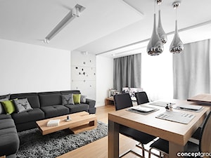 Mieszkanie w Chorzowie - Realizacja - Średni biały salon z jadalnią, styl nowoczesny - zdjęcie od Conceptgroup
