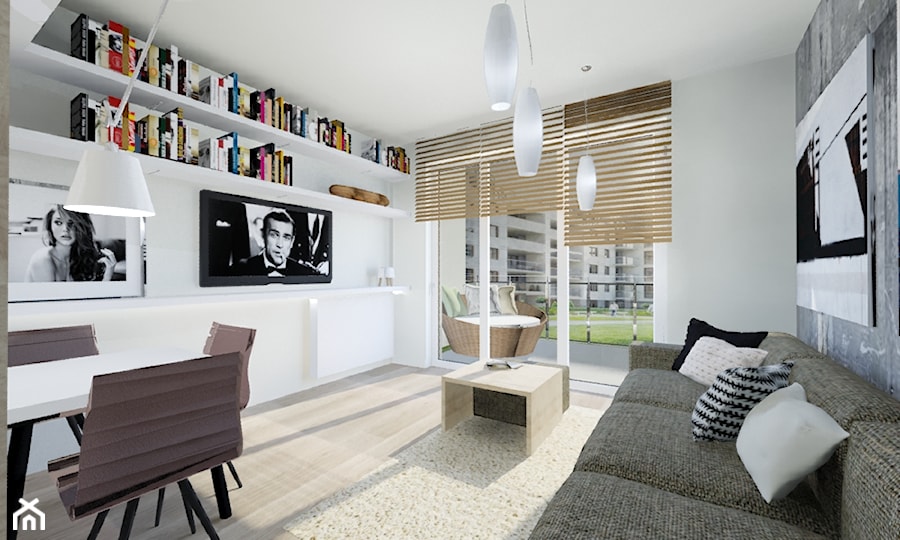 szaro-biało-> apartament wwa - Salon, styl nowoczesny - zdjęcie od made in HOLA