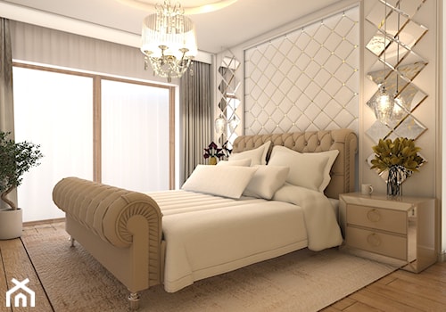 Warszawski sen.. - Średnia beżowa sypialnia, styl glamour - zdjęcie od Inside Outside Design