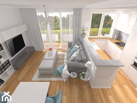 Aranżacje wnętrz - Kuchnia: Mały apartament w Tychach - Średnia otwarta z salonem z zabudowaną lodówką kuchnia w kształcie litery u z oknem, styl nowoczesny - Inside Outside Design. Przeglądaj, dodawaj i zapisuj najlepsze zdjęcia, pomysły i inspiracje designerskie. W bazie mamy już prawie milion fotografii!