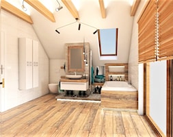 Warszawski sen.. - Duża na poddaszu łazienka z oknem, styl rustykalny - zdjęcie od Inside Outside Design - Homebook